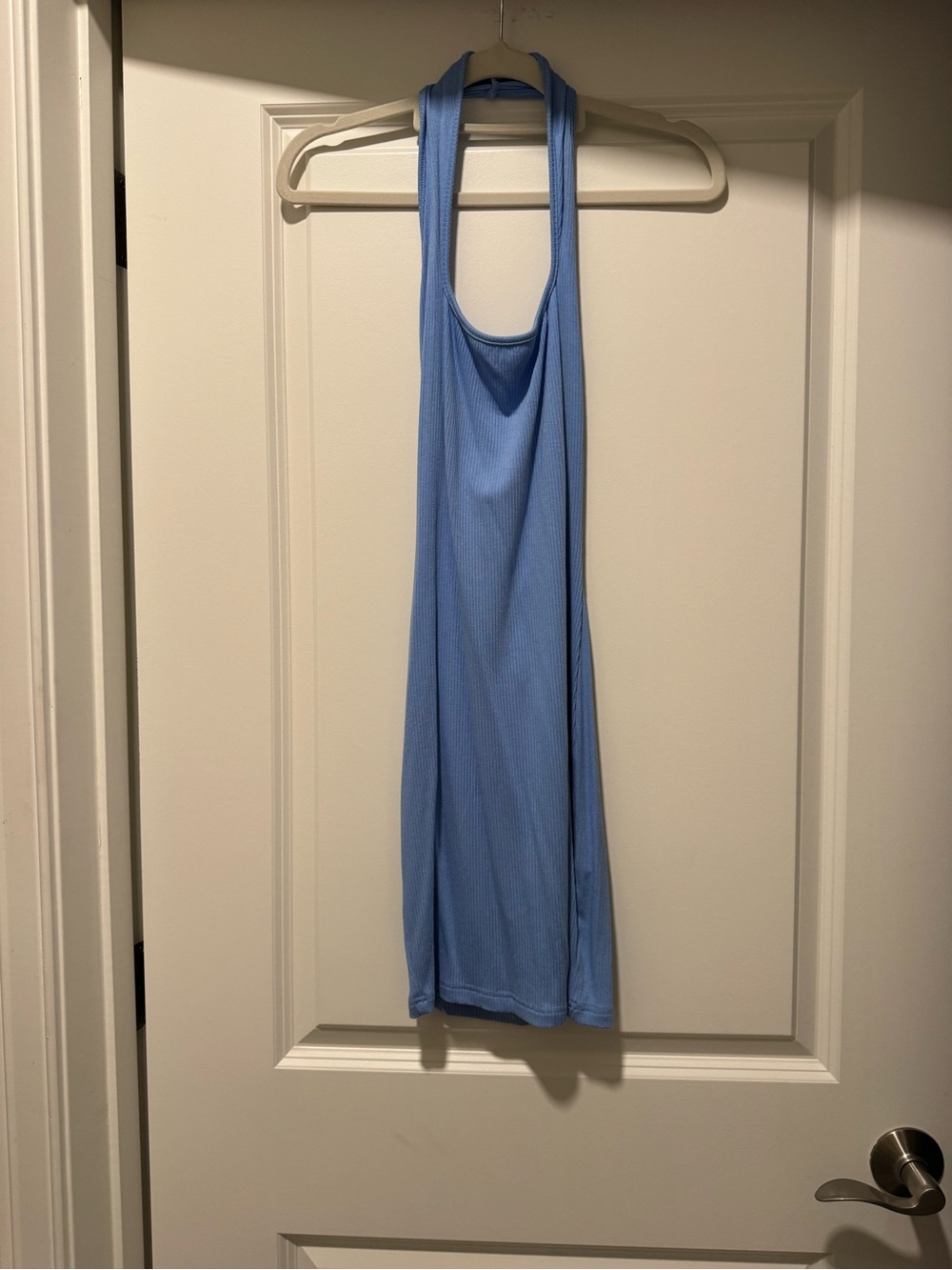 Light Blue Ribbed Racerback Tank Top stretchy material size XS